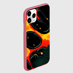 Чехол iPhone 11 Pro матовый Оранжевые разломы текстура, цвет: 3D-малиновый — фото 2