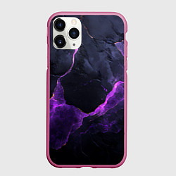 Чехол iPhone 11 Pro матовый Фиолетово-черная объемная текстура, цвет: 3D-малиновый