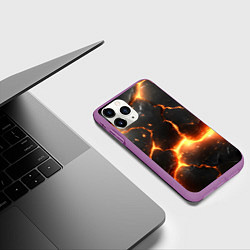 Чехол iPhone 11 Pro матовый Лава и разлом плит, цвет: 3D-фиолетовый — фото 2