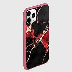 Чехол iPhone 11 Pro матовый Красно-черная потертая текстура, цвет: 3D-малиновый — фото 2