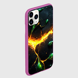 Чехол iPhone 11 Pro матовый Разлом текстуры с зеленой слизью, цвет: 3D-фиолетовый — фото 2