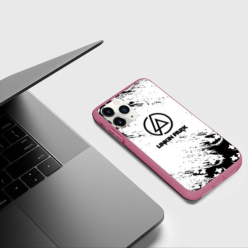 Чехол iPhone 11 Pro матовый Marshmello x Linkin park / 3D-Малиновый – фото 3