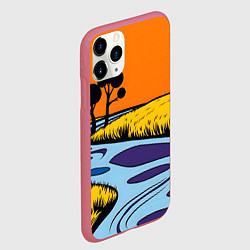 Чехол iPhone 11 Pro матовый Пейзаж с фантастической природой, цвет: 3D-малиновый — фото 2