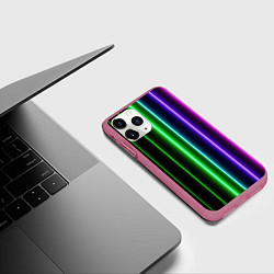 Чехол iPhone 11 Pro матовый Neon lines, цвет: 3D-малиновый — фото 2