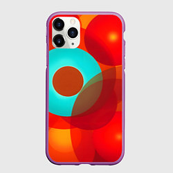 Чехол iPhone 11 Pro матовый Оптическая абстракция с кругами, цвет: 3D-фиолетовый