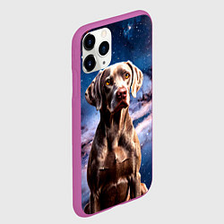 Чехол iPhone 11 Pro матовый Веймаранер в космосе, цвет: 3D-фиолетовый — фото 2