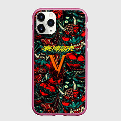 Чехол iPhone 11 Pro матовый God of War битва огня, цвет: 3D-малиновый