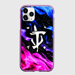 Чехол iPhone 11 Pro матовый Doom flame neon, цвет: 3D-фиолетовый