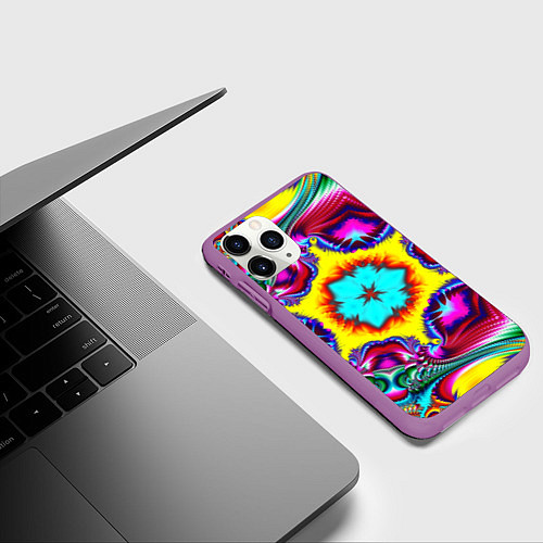 Чехол iPhone 11 Pro матовый Абстракция узор фракталы / 3D-Фиолетовый – фото 3