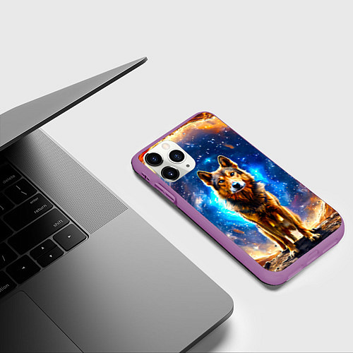 Чехол iPhone 11 Pro матовый Волкодав в космосе / 3D-Фиолетовый – фото 3