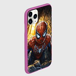 Чехол iPhone 11 Pro матовый Человек-паук с заброшенной башне, цвет: 3D-фиолетовый — фото 2