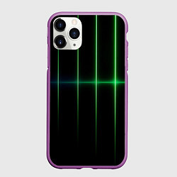Чехол iPhone 11 Pro матовый The line is green black, цвет: 3D-фиолетовый