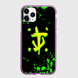 Чехол iPhone 11 Pro матовый Doom x fallout кислотное лого, цвет: 3D-фиолетовый