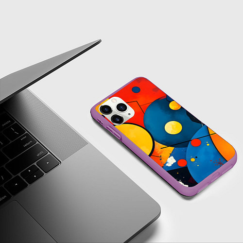 Чехол iPhone 11 Pro матовый Динамичный красочный паттерн / 3D-Фиолетовый – фото 3