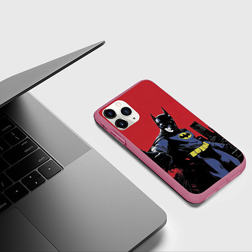 Чехол iPhone 11 Pro матовый Бэтмен показывает класс / 3D-Малиновый – фото 3