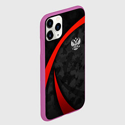 Чехол iPhone 11 Pro матовый Герб России - черный камуфляж, цвет: 3D-фиолетовый — фото 2
