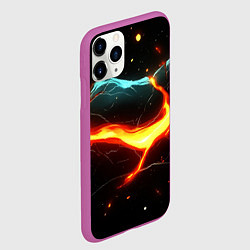Чехол iPhone 11 Pro матовый Лава в черной текстуре, цвет: 3D-фиолетовый — фото 2