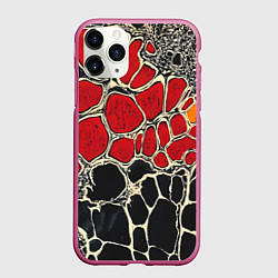 Чехол iPhone 11 Pro матовый Красно-черная текстура сетка, цвет: 3D-малиновый