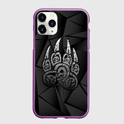 Чехол iPhone 11 Pro матовый Велес лапа медведя, цвет: 3D-фиолетовый