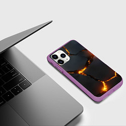 Чехол iPhone 11 Pro матовый Разлом на матовой текстуре, цвет: 3D-фиолетовый — фото 2