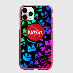 Чехол iPhone 11 Pro матовый Marshmello x NASA gradient, цвет: 3D-малиновый