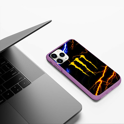 Чехол iPhone 11 Pro матовый Monster energy storm / 3D-Фиолетовый – фото 3