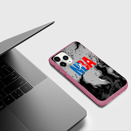Чехол iPhone 11 Pro матовый NASA неоновый огонь / 3D-Малиновый – фото 3