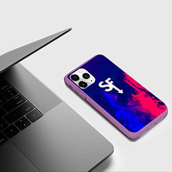 Чехол iPhone 11 Pro матовый Sally face neon flame, цвет: 3D-фиолетовый — фото 2