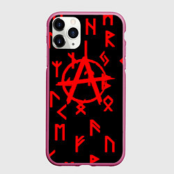 Чехол iPhone 11 Pro матовый Анархия символы, цвет: 3D-малиновый