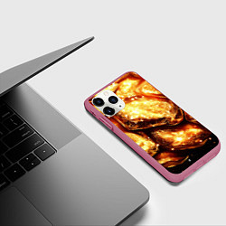 Чехол iPhone 11 Pro матовый Золотые объемные слитки текстура, цвет: 3D-малиновый — фото 2