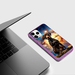 Чехол iPhone 11 Pro матовый Курцхаар и космос, цвет: 3D-фиолетовый — фото 2