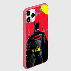 Чехол iPhone 11 Pro матовый Бэтмен красками, цвет: 3D-малиновый — фото 2