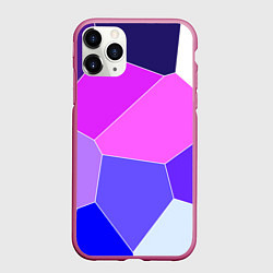 Чехол iPhone 11 Pro матовый Сине-розовый крупные фрагменты, цвет: 3D-малиновый