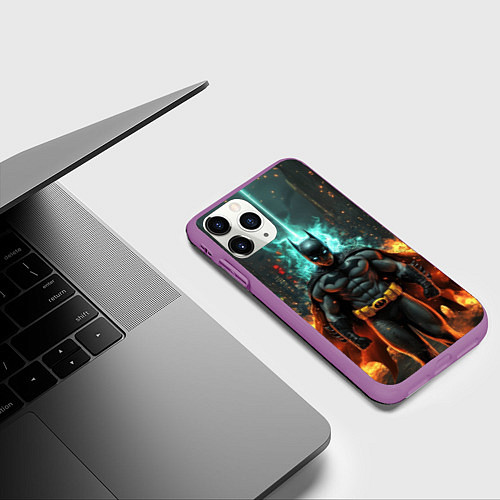 Чехол iPhone 11 Pro матовый Бэтмен эпик / 3D-Фиолетовый – фото 3
