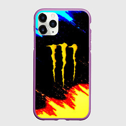Чехол iPhone 11 Pro матовый Monster energy огненные краски, цвет: 3D-фиолетовый