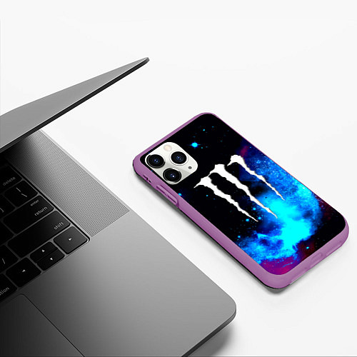 Чехол iPhone 11 Pro матовый Monster energy космос / 3D-Фиолетовый – фото 3