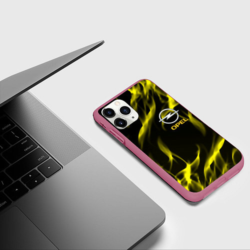 Чехол iPhone 11 Pro матовый Opel огненный стиль / 3D-Малиновый – фото 3