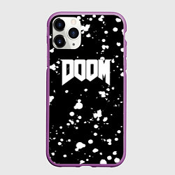 Чехол iPhone 11 Pro матовый Doom белые краски всплеск, цвет: 3D-фиолетовый