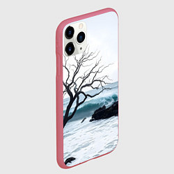 Чехол iPhone 11 Pro матовый Дерево в море, цвет: 3D-малиновый — фото 2