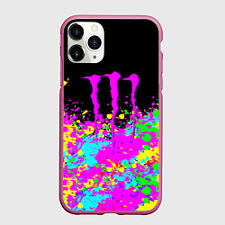 Чехол iPhone 11 Pro матовый Monster energy краски неоновые, цвет: 3D-малиновый