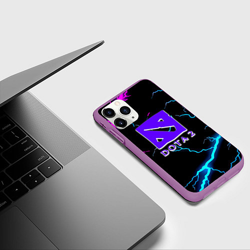 Чехол iPhone 11 Pro матовый Dota неоновый шторм / 3D-Фиолетовый – фото 3