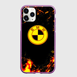 Чехол iPhone 11 Pro матовый BMW огненные краски, цвет: 3D-фиолетовый
