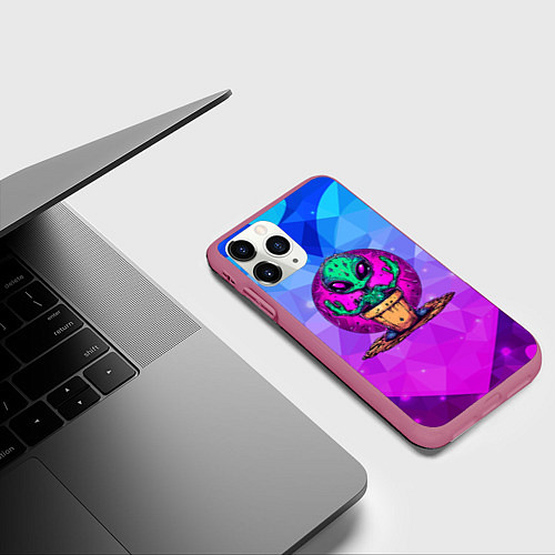 Чехол iPhone 11 Pro матовый Кактус в виде инопланетянина / 3D-Малиновый – фото 3