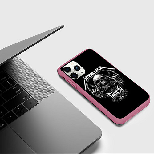 Чехол iPhone 11 Pro матовый Thrash metal - Metallica group / 3D-Малиновый – фото 3