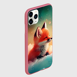 Чехол iPhone 11 Pro матовый Милый лисенок спит на облаке, цвет: 3D-малиновый — фото 2