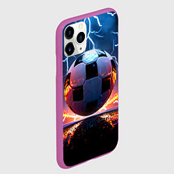 Чехол iPhone 11 Pro матовый Футбольный мяч в молниях, цвет: 3D-фиолетовый — фото 2