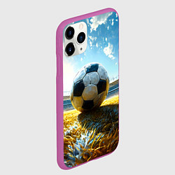 Чехол iPhone 11 Pro матовый Футбольный мяч на стадионе, цвет: 3D-фиолетовый — фото 2