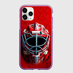 Чехол iPhone 11 Pro матовый Маска голкипера на красном, цвет: 3D-фиолетовый