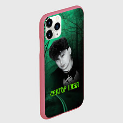 Чехол iPhone 11 Pro матовый Сектор газа зеленый фон, цвет: 3D-малиновый — фото 2