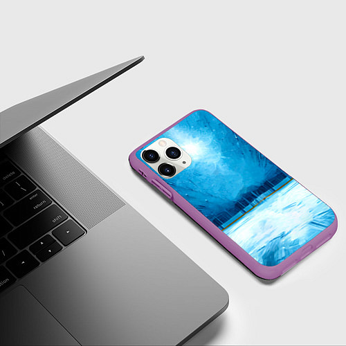 Чехол iPhone 11 Pro матовый Хоккейная площадка / 3D-Фиолетовый – фото 3